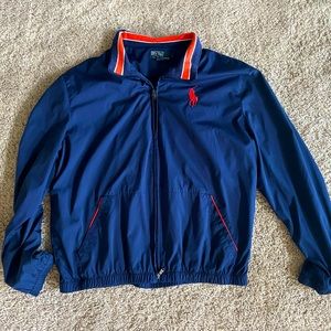 POLO Ralph Lauren Men’s Large Blue/Orange zip up jacket. Big Pony